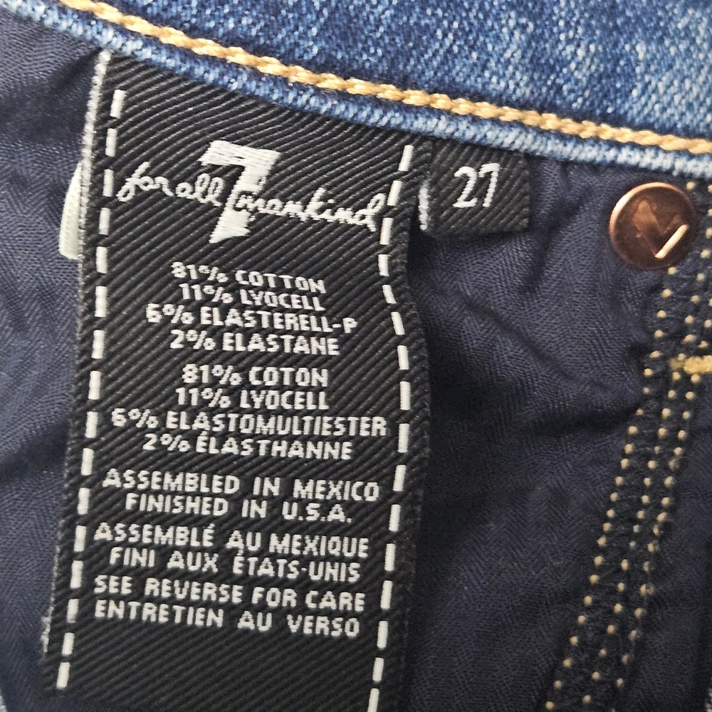 7 For All Mankind High Waist Slim Kick Jeans Size 27 Flare Bootcut Boho Coastal - Picture 3 of 8